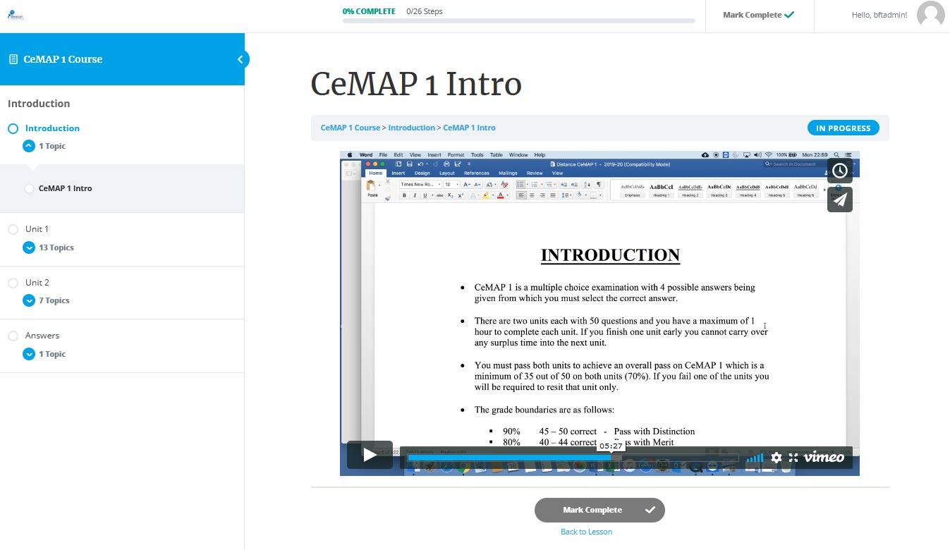 CeMAP 1 Online Screen Intro